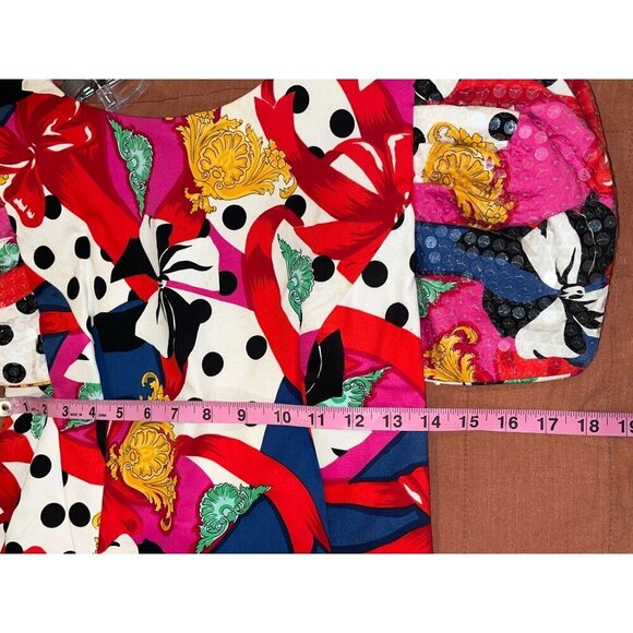 Morton Myles Vintage y2KPuff Sleeve Polka Dots Print Sequined Party Dress Women - Picture 7 of 10